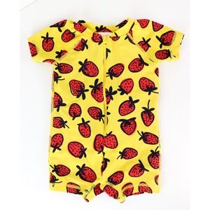 Hanna Andersson Rash Guard Swimsuit 3-6 Mos Strawberry Print‎ Sun Protection